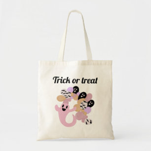 Cute Pink Ghost Halloween Treat Canvas tas