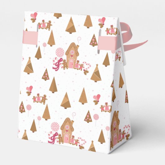 Cute Pink Gingerbrood Candy Cane Tent Favor Box Bedankdoosjes (Achterkant)
