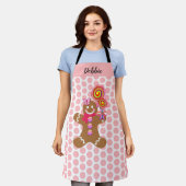Cute Pink Gingerbrood Girl Personalized Baking Schort (Gedragen)