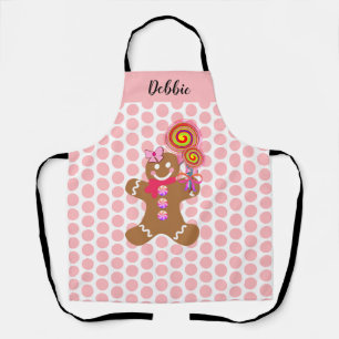 Cute Pink Gingerbrood Girl Personalized Baking Schort