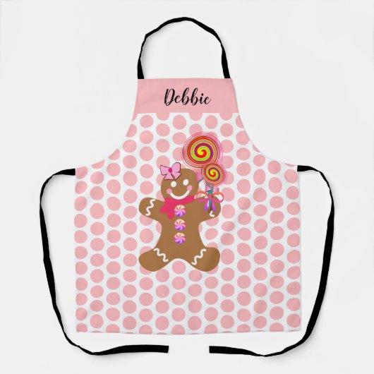 Cute Pink Gingerbrood Girl Personalized Baking Schort (Voorkant)
