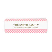 Cute Pink Gingham Pattern Etiket (Voorkant)