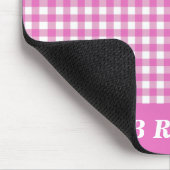 Cute  Pink Gingham Plaid Personalized Muismat (Hoek)