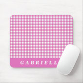 Cute  Pink Gingham Plaid Personalized Muismat (Met muis)