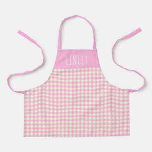 Cute  Pink Gingham Pset Persoonlijk Kind Schort