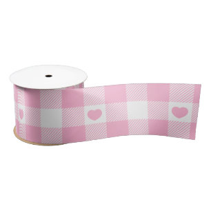 Cute Pink Gingham Vichy met hart Lint