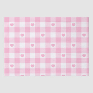 Cute Pink Gingham Vichy met hart Tissuepapier