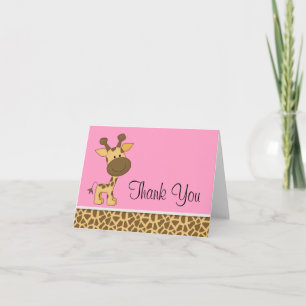 Cute Pink Giraffe Hartelijk dank Bedankkaart