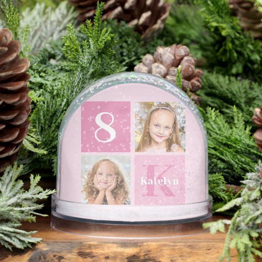 Cute Pink Girl Photo Collage Custom Christmas Gift (Hiver)