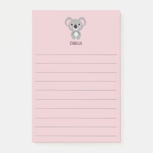 Cute Pink Girls Koala Beer Name Post-it® Notes (Voorkant)