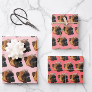 Cute Pink Girly Boxer Dog Inpakpapier Vel