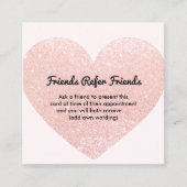 Cute Pink Glitter Heart Customer Reference Kaart (Voorkant)