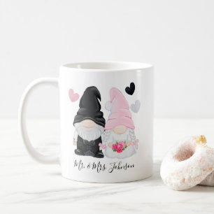 Cute Pink Gnome Bride and Groom Wedding Koffiemok