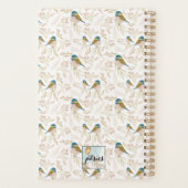 Cute Pink Gold Chickadee Bird Hearts Planner (Achterkant)