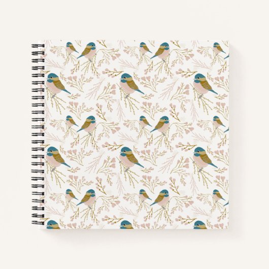 Cute Pink Gold Chickadee Bird Print Notitieboek (Voorkant)