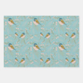 Cute Pink Gold Chickadee Hearts Floral Print Inpakpapier Vel (Voorkant 2)