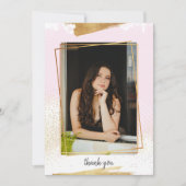 Cute Pink & Gold Framed Afstuderen Hartelijk dank Kaart (Voorkant)