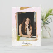 Cute Pink & Gold Framed Afstuderen Hartelijk dank Kaart (Staand voorkant)