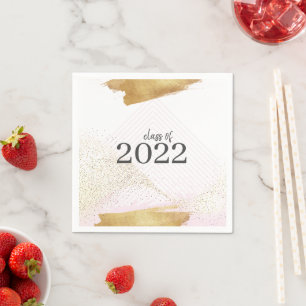 Cute Pink & Gold Framed Graduparty Napkins Servet