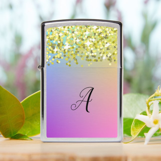 Cute Pink Gold Glitter Custom Monogram Womens (On Table)