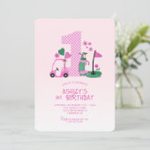 Cute Pink Golf 1er Invitation anniversaire (Debout devant)