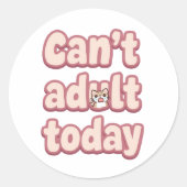 Cute Pink Graphic with Peeking Cat Ronde Sticker (Voorkant)