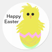Cute Pink Green Chick Easter Stickers (Voorkant)