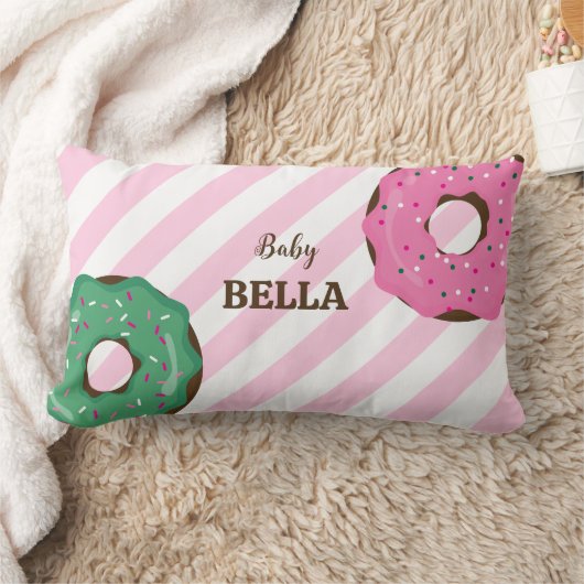 Cute Pink & Green Donut Baby Throw Pillow Kussen (Deken)