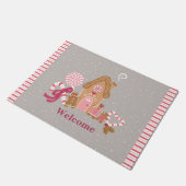 Cute Pink Grey Gingerbrood Snoep Deur Mat (Schuin)