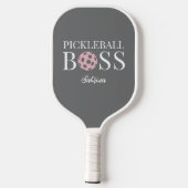 Cute Pink Grey Pickleball Boss  Paddle (Achterkant)