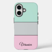 Cute Pink Grey Teal Personalized Phone Case-Mate iPhone Case (Achterkant)