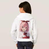 Cute Pink-Haired Anime Girl Illustration (Achterkant volledig)