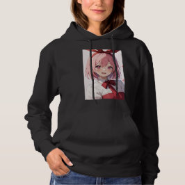 Cute Pink-Haired Anime Girl Illustration Hoodie