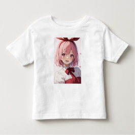 Cute Pink-Haired Anime Girl Illustration Kinder Shirts