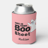Cute Pink Halloween Boo Sheet Ghost Persoonlijk Blikjeskoeler (Blikje Voorkant)
