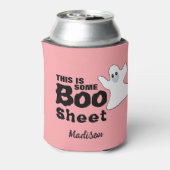Cute Pink Halloween Boo Sheet Ghost Persoonlijk Blikjeskoeler (Blikje Achterkant)
