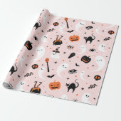 Cute Pink Halloween Cadeaupapier (Uitgerold)