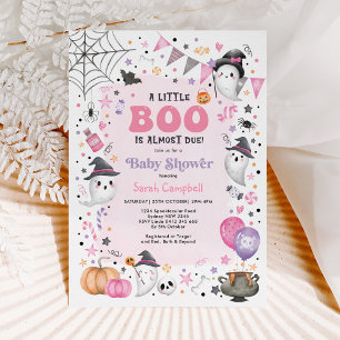 Cute Pink Halloween Ghost Girl Baby shower Kaart