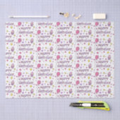 Cute Pink Happy Birthday Cupcakes, sterren en hart Tissuepapier (Craft)