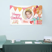 Cute Pink Happy Birthday Spandoek (Beurs)