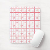 Cute Pink Heart Grid Pattern Muismat (Met muis)