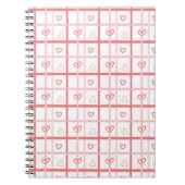 Cute Pink Heart Grid Pattern Notitieboek (Voorkant)