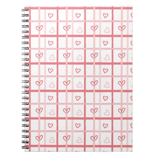 Cute Pink Heart Grid Pattern Notitieboek (Voorkant)