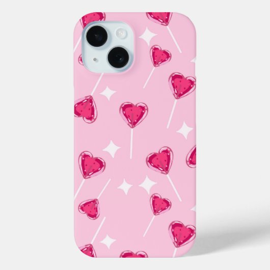 Cute Pink Heart Lollipop Seamless Pattern Case-Mate iPhone Case (Achterkant)
