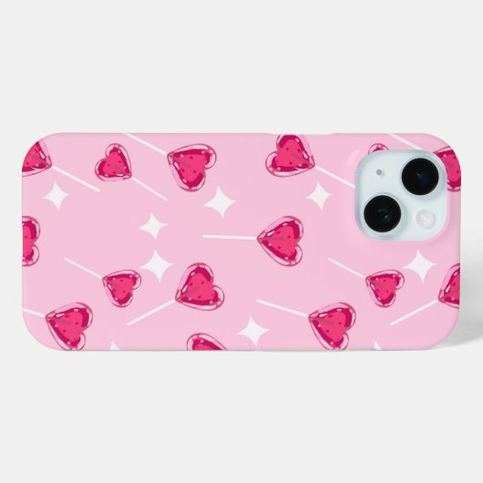 Cute Pink Heart Lollipop Seamless Pattern Case-Mate iPhone Case (Achterkant (horizontaal))