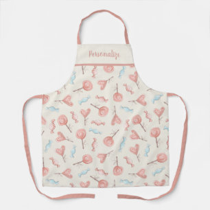 Cute Pink Heart Lollipop Sweet Snoep Baking Apron Schort