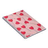 Cute Pink Heart Lollipops Seamless Pattern Notitieboek (Rechterzijde)