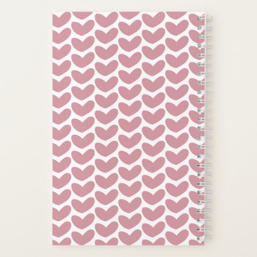 Cute Pink Heart Pattern Monogram Notitieboek (Achterkant)
