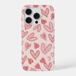 Cute Pink Heart Pattern Phone Case iPhone 15 Pro Hoesje