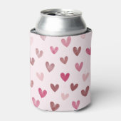 Cute Pink Heart Pattern – Romantic &Stylish Design Blikjeskoeler (Blikje Voorkant)
